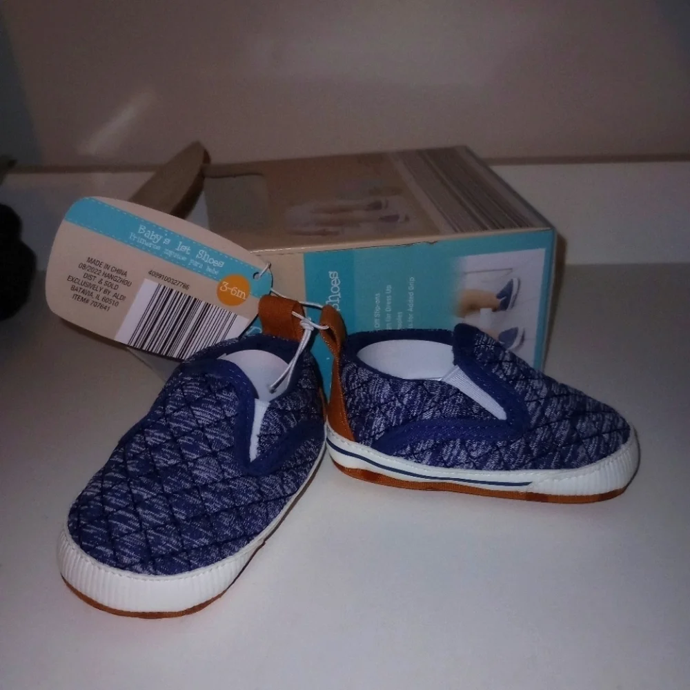 Blue and Brown Kids Slip-On Shoes 3-6 Months Baby Boy Lily And Dan